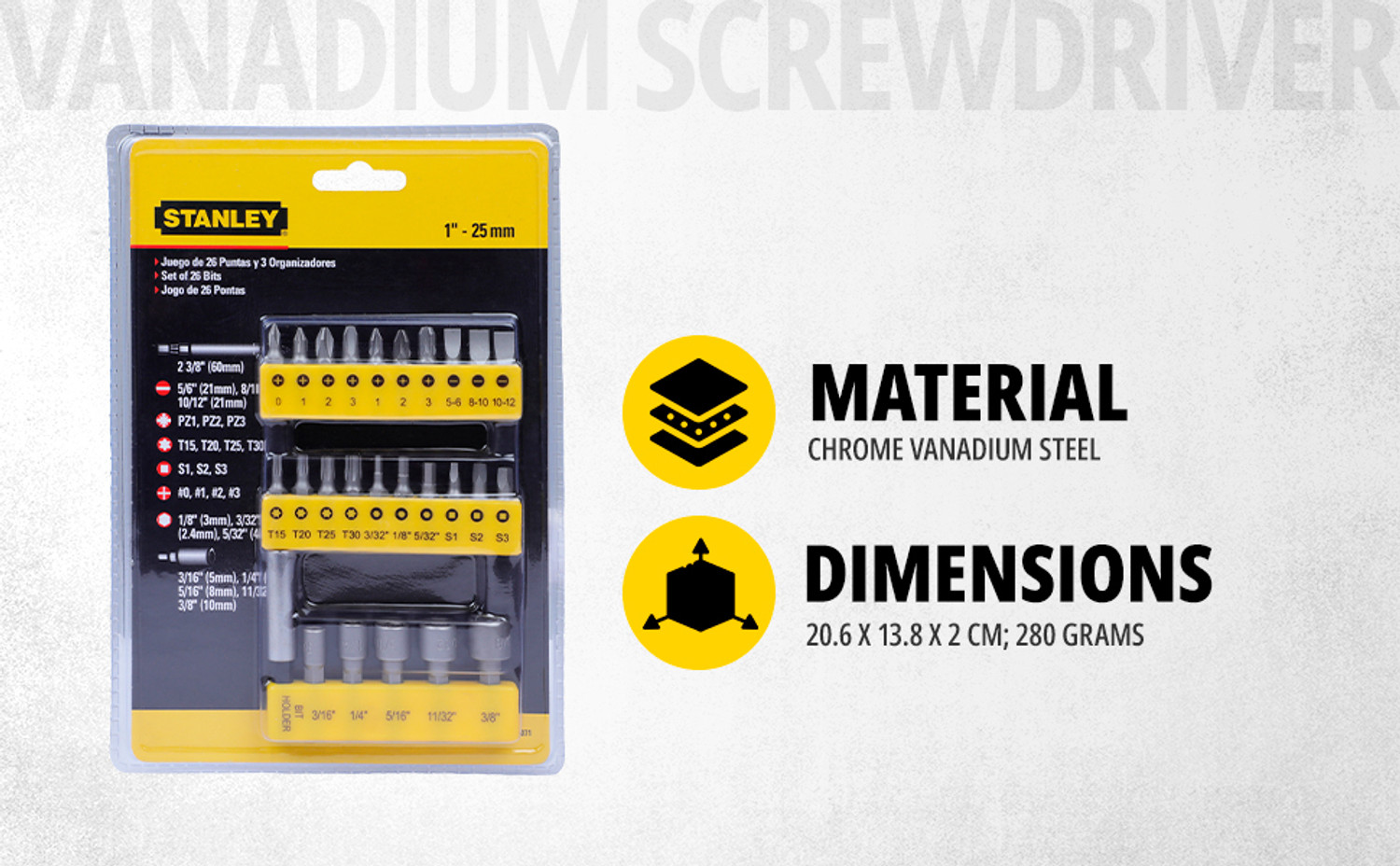 Image of STANLEY 29 PCS 68-071-23 Insert Bit Standard Screwdriver Set