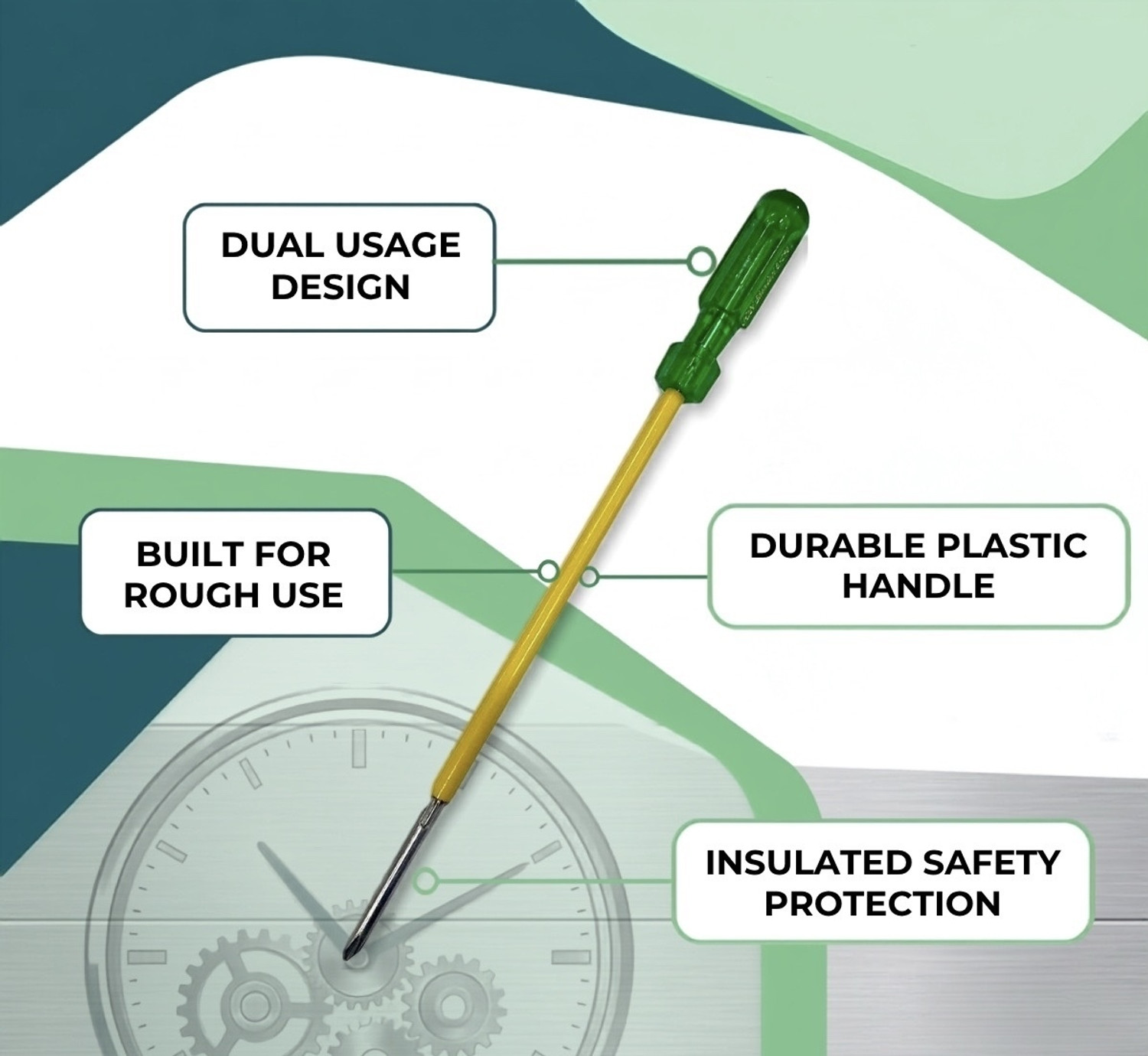 Image of Jon Bhandari Tools Insulated Two in One Screwdriver 6x250mm Slotted Flat (minus) + star Standard Screwdriver
