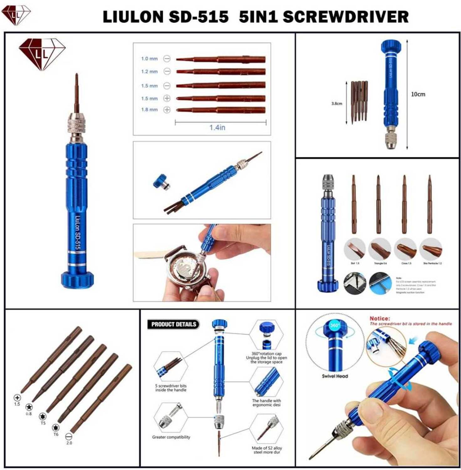 BRYGGER SD-515-5IN1 Precision Screwdriver Set Pack of 1 - Image 2