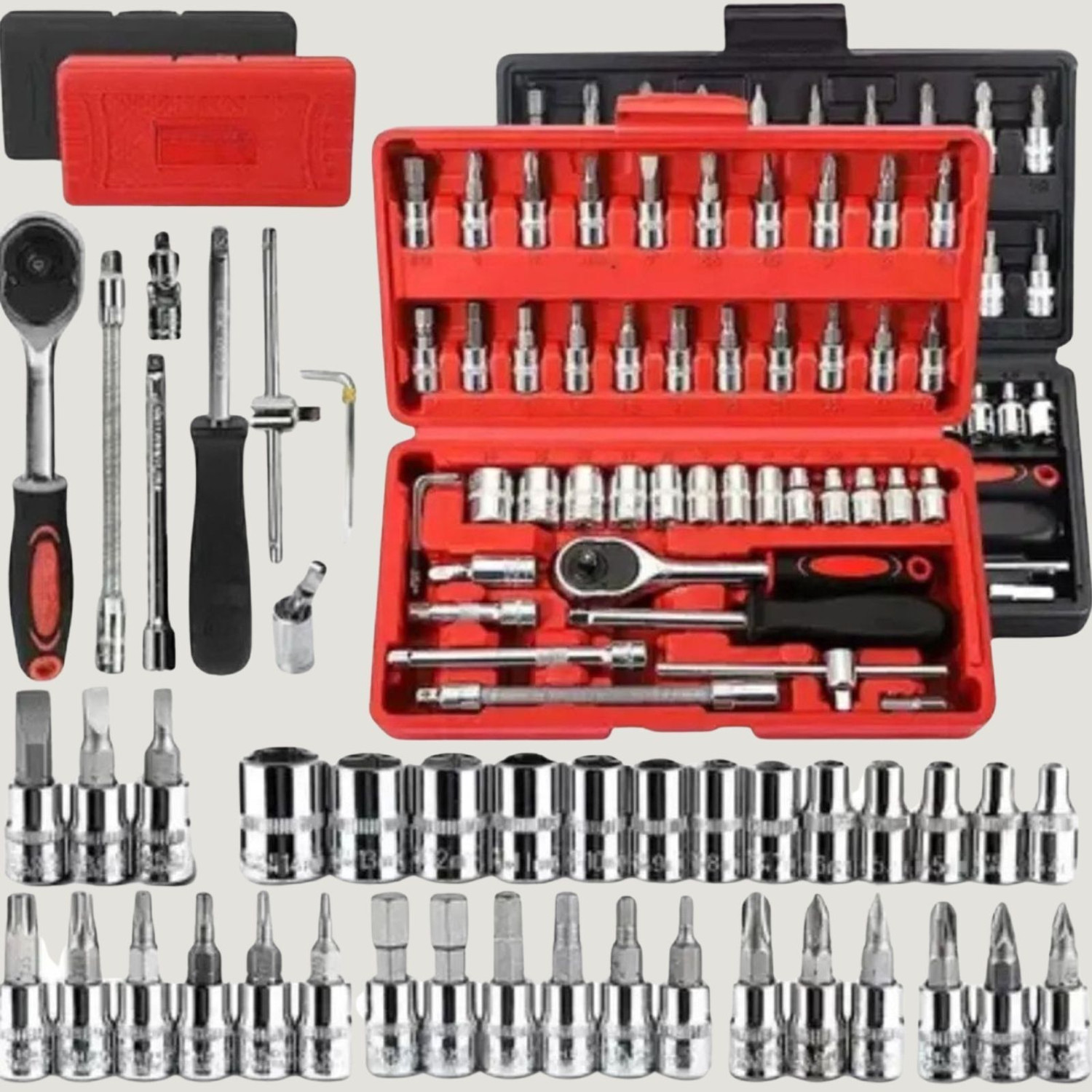 Image of HV Enterprise 46-Piece Professional Hand Tool Kit for Auto, Bike, Home Repairs & DIY Projects inch Long Handle Screwdriver Set