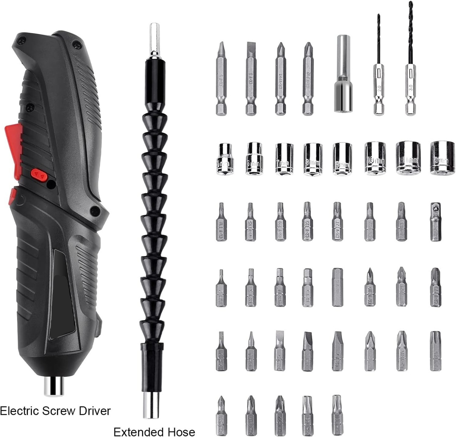 Image of TREATTOES 47 in 1 Electric Screwdriver | USB Rechargeable | Cordless Drill Screwdriver T02 Long Handle Screwdriver Set