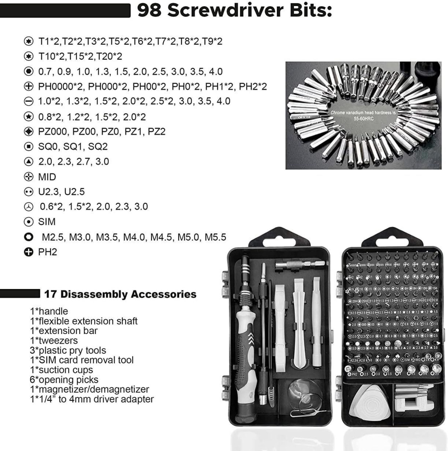 Image of DIXASTER Screwdriver Set 115 in 1 Screwdriver Set Repair Tool Set, Alloy Mini Hardened Impact Screwdriver Set
