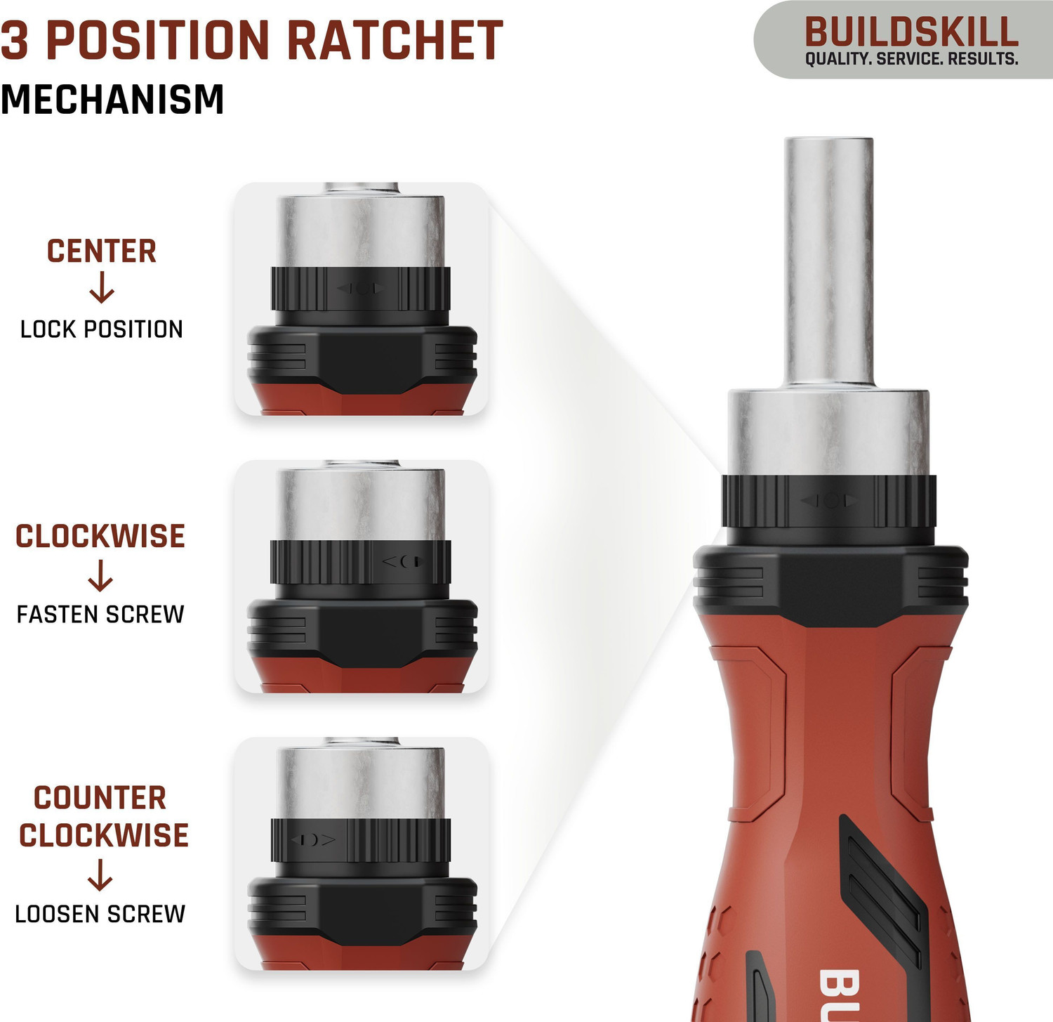 Image of BUILDSKILL 31 Pieces Ratchet Screw Driver Kit | CR-V Bits | Magnetic Bit Holder Ratchet Screwdriver Set
