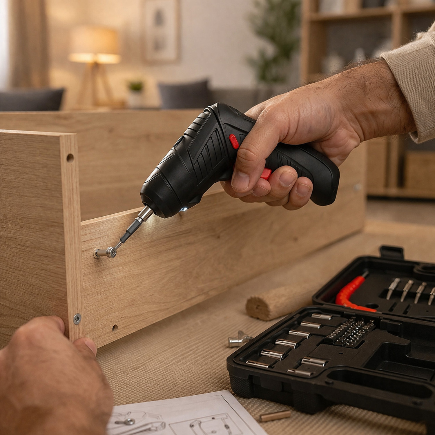 Image of RVEnterprise Cordless Electric Screwdriver Kit 3.6V Rechargeable with 47+Bits, Flexible Shaft Precision Screwdriver Set