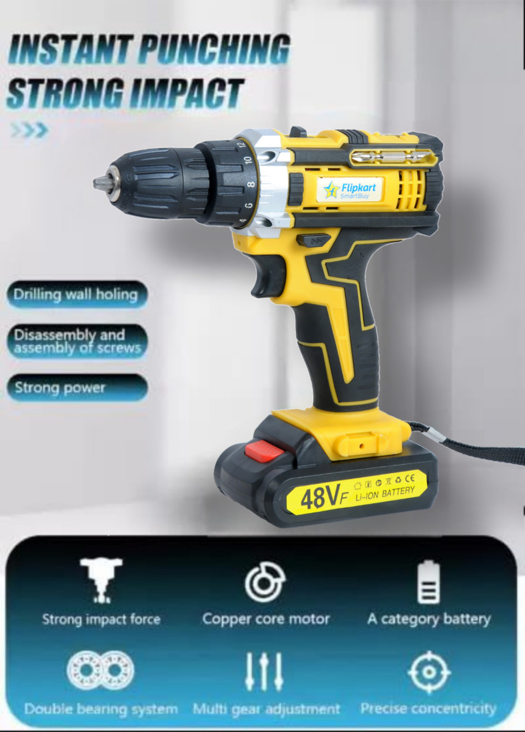 Image of Flipkart SmartBuy Cordless Screwdriver set | Cordless drill | Wrench| speed control tool Impact Screwdriver Set