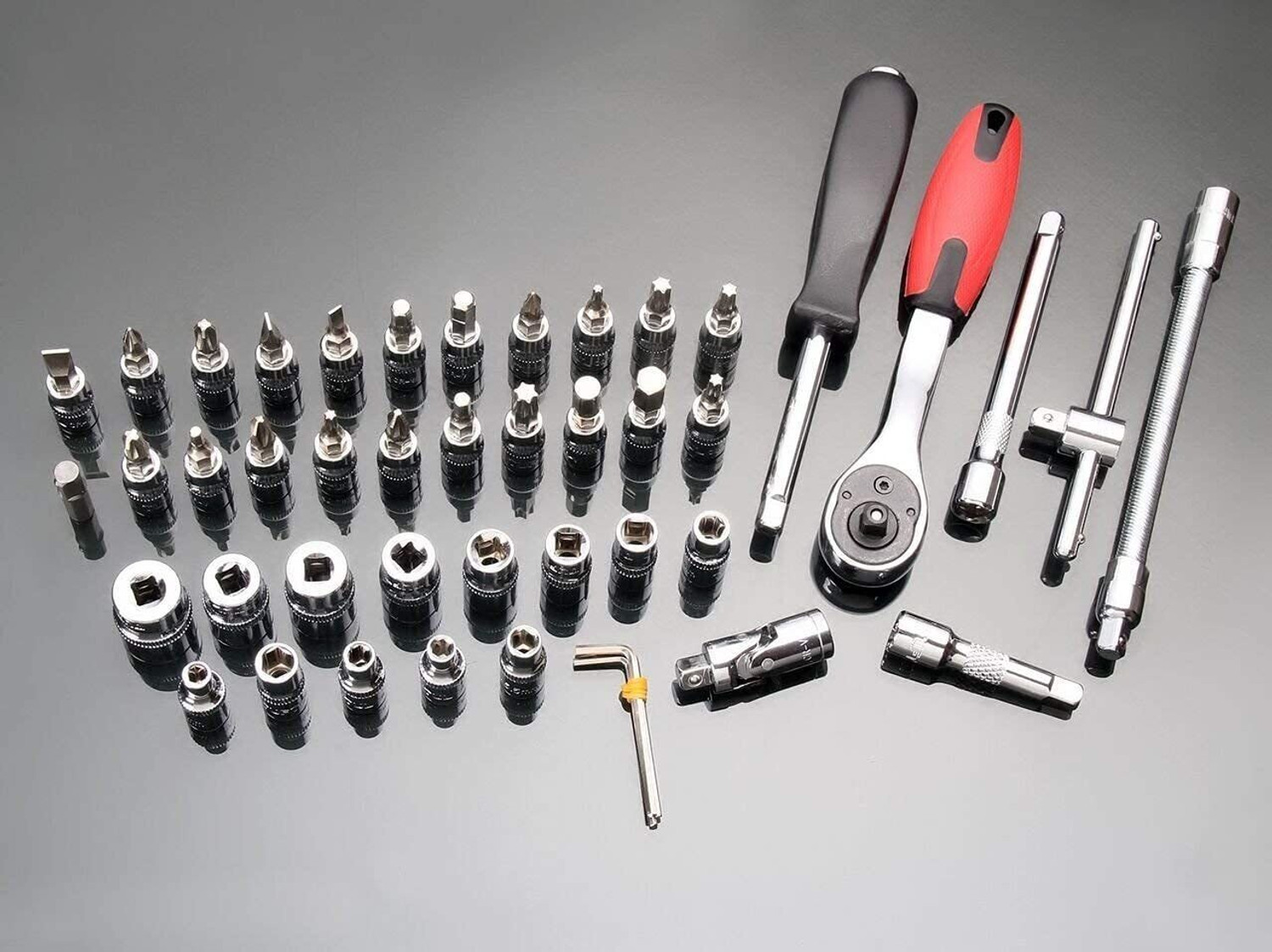 Image of enrics 46 in 1 Pcs Tool Kit & Screwdriver and Socket Set Multi Purpose Combination Tool Case Precision Socket Set Ratchet Screwdriver Set