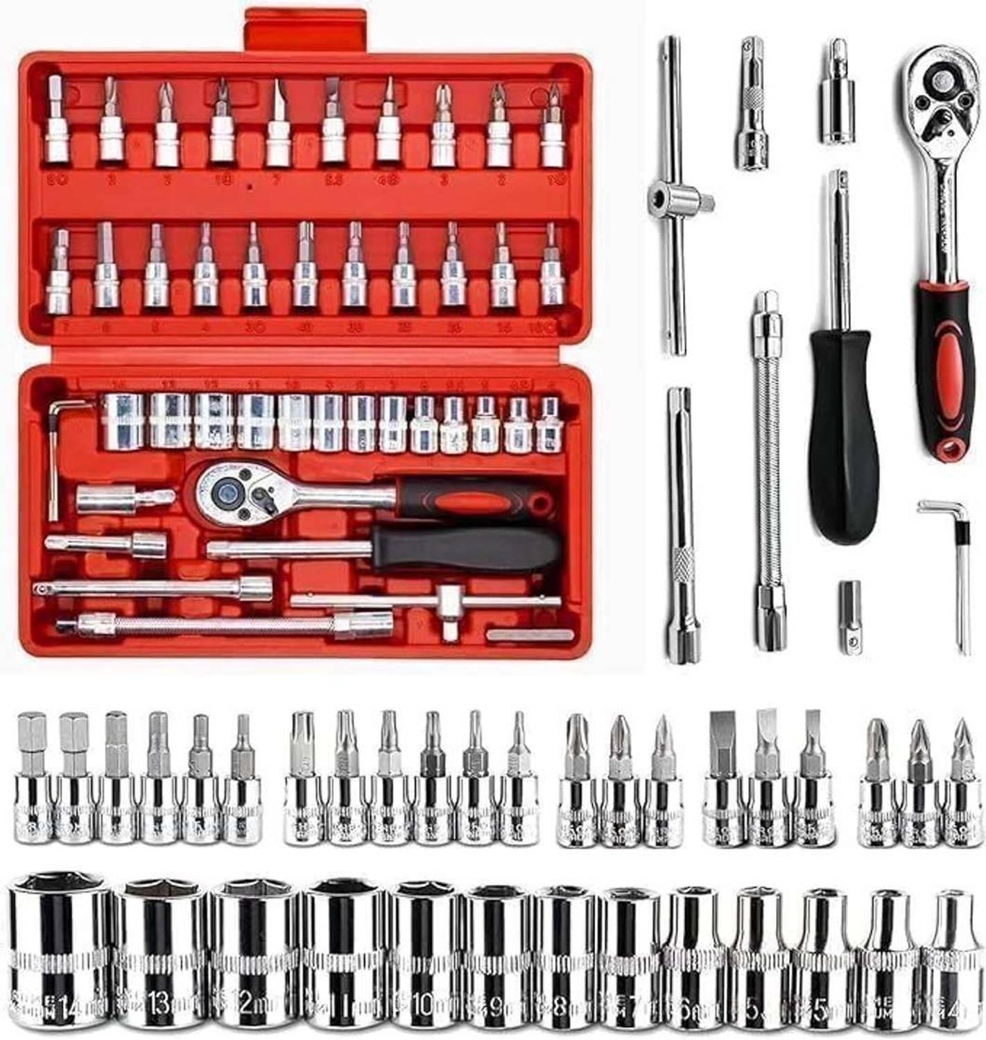 KHANSAHEB 46 in 1 Tool Kit Car Repair Set - Image 4