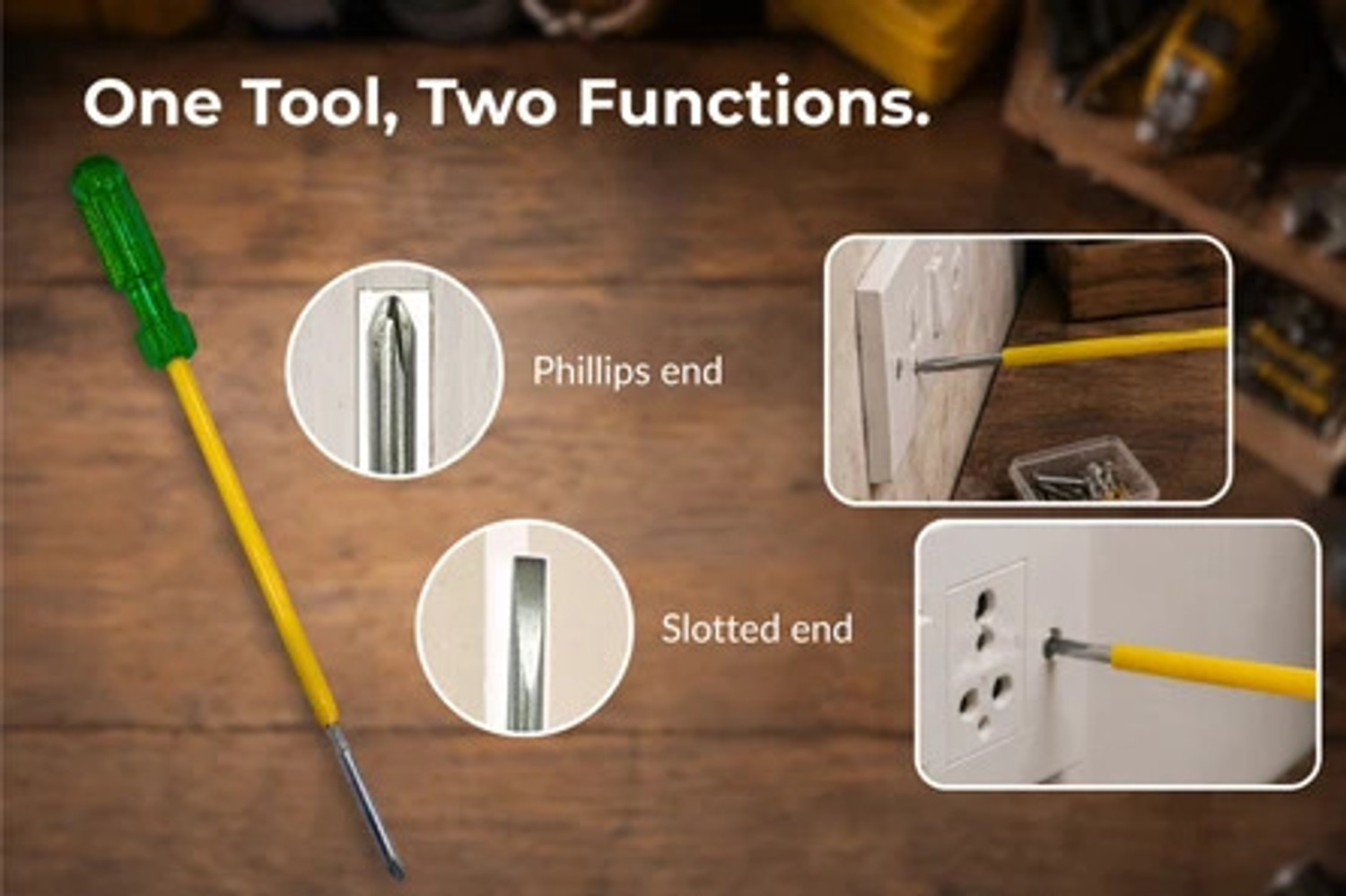 Image of Jon Bhandari Tools Insulated Two in One Screwdriver 6x250mm Slotted Flat (minus) + star Standard Screwdriver