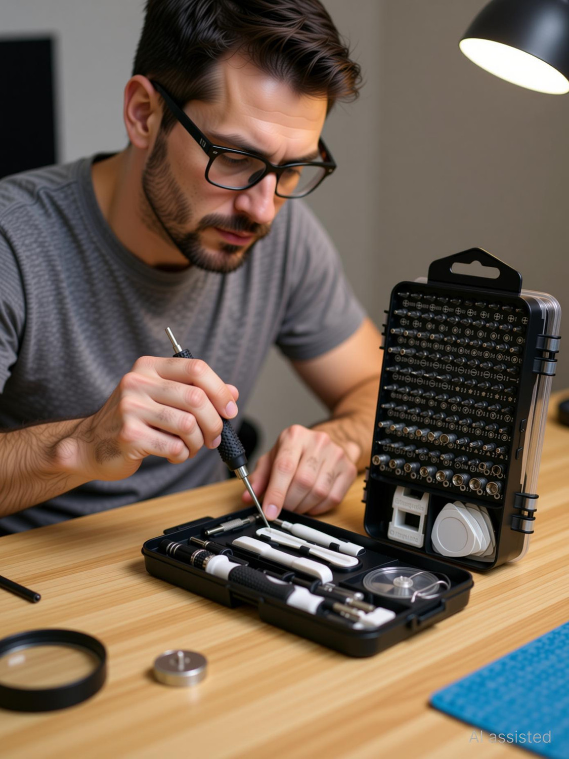 Image of Wishbone Screw driver Tool box kit set 122 in 1 Precision tester Screwdriver Set Precision Screwdriver Set