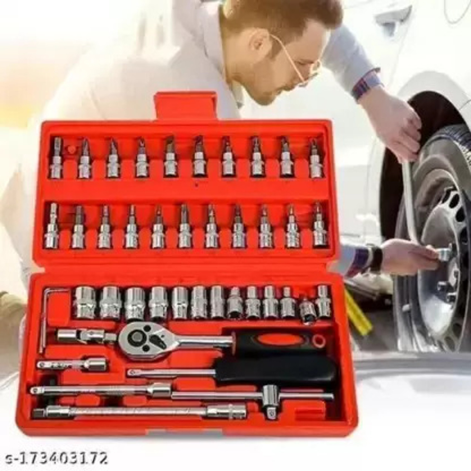 Image of KHANSAHEB 46 In 1 Pcs Tool Kit & Screwdriver and Socket Set,Hand Tool Kit Socket Set Combination Screwdriver Set