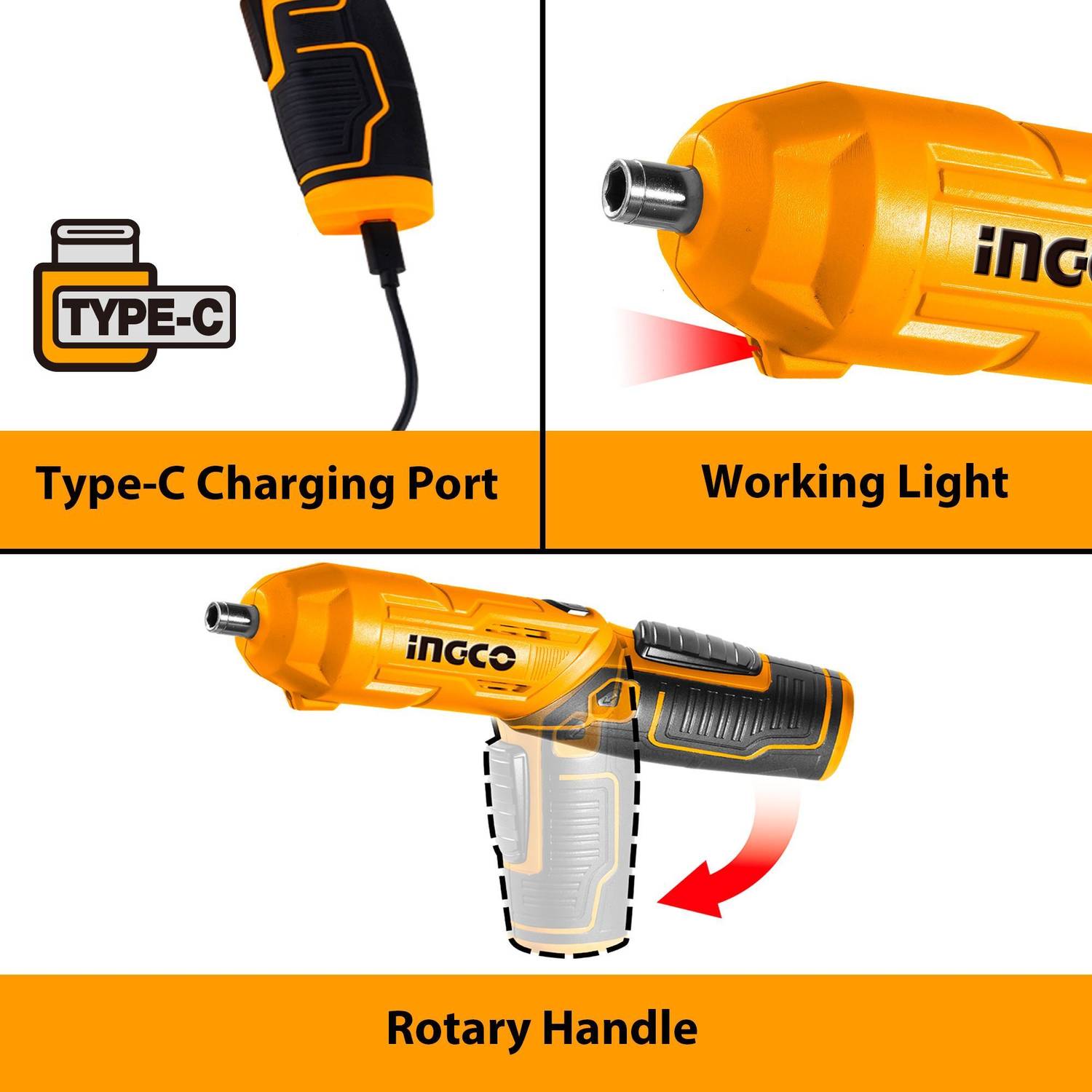 INGCO 4V Lithium-Ion Cordless Screwdriver Set Pack of 1 - Image 3