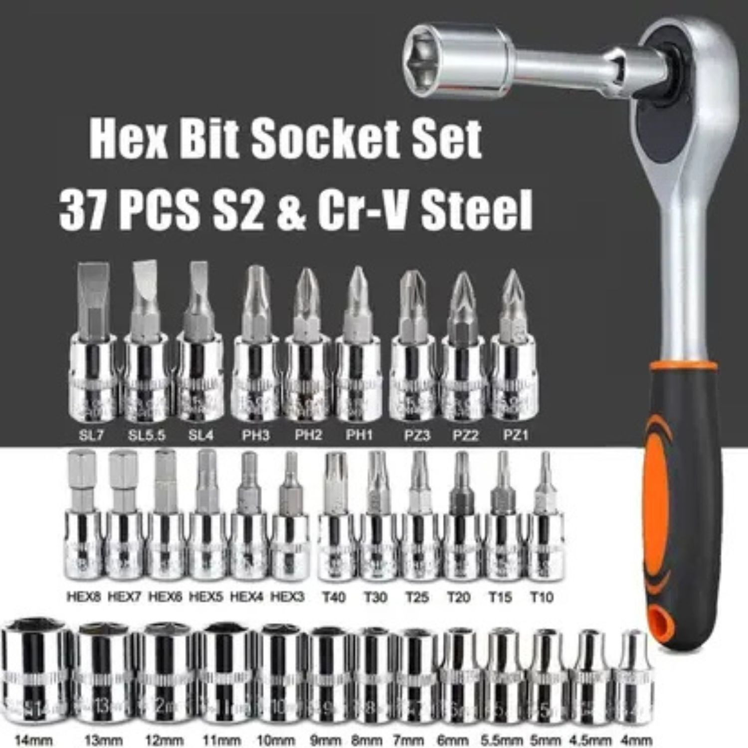Image of VD Enterprise 46-Piece Multipurpose Ratchet Wrench Hand Tool Kit for Household & Repair Long Handle Screwdriver