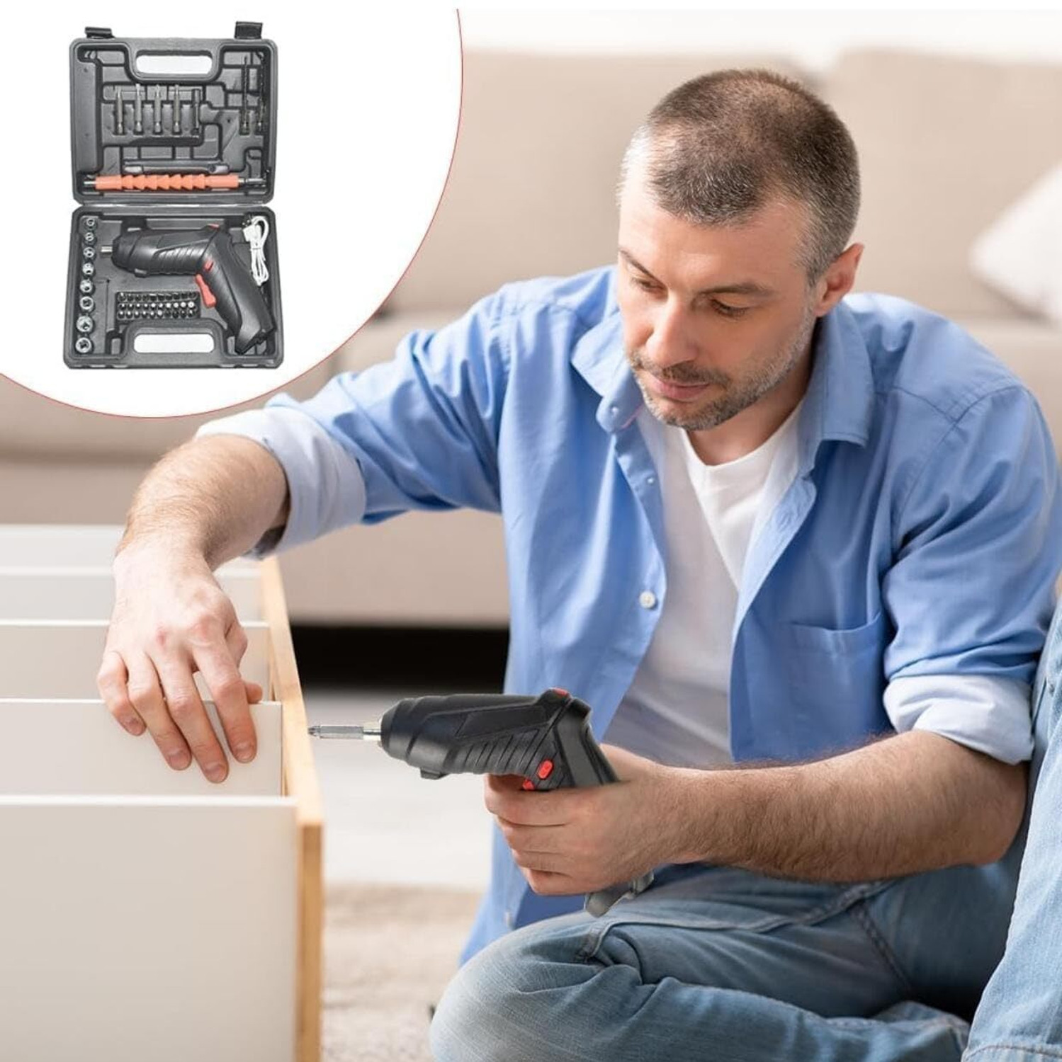 Image of IMMUTABLE 46-in-1 Wireless Electric Screwdriver Drill Kit FC37 Combination Screwdriver Set