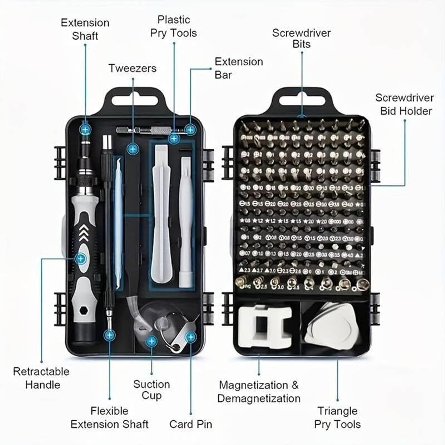 Image of TRINETRAHUB Mini Screwdriver Set Magnetic Slot Wrench Bits Repair Tools Kit Combination.20 Standard Screwdriver Set