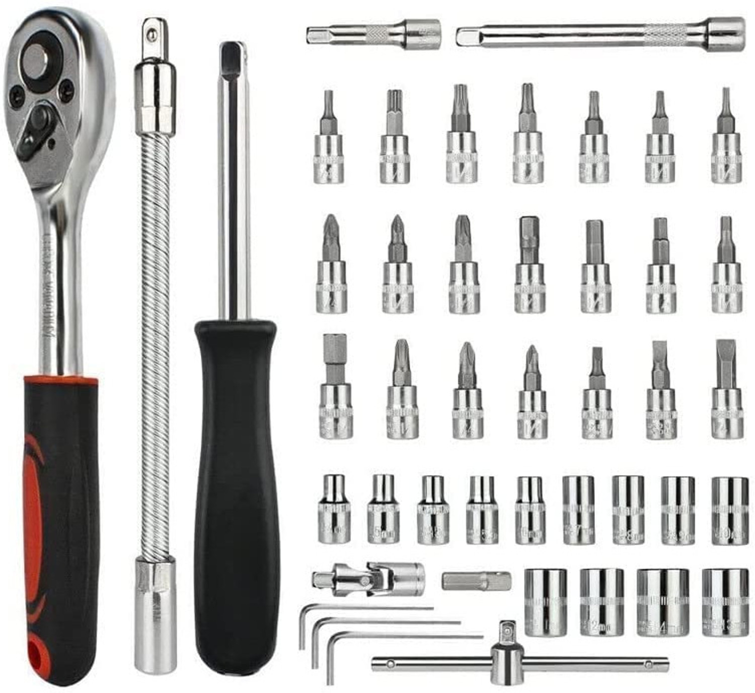 Image of KHANSAHEB 46 In 1 Pcs Tool Kit & Screwdriver and Socket Set,Hand Tool Kit Socket Set Combination Screwdriver Set