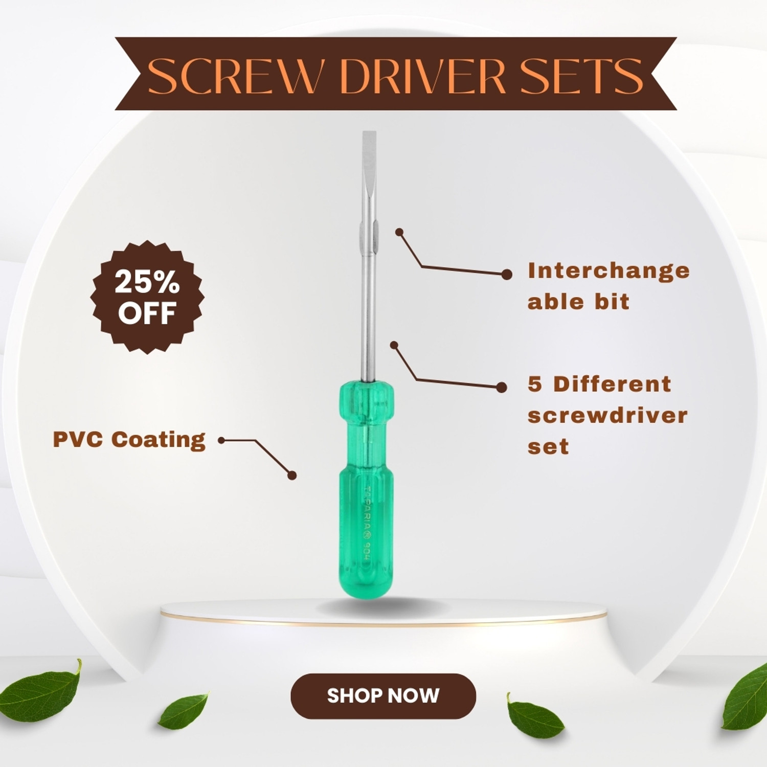 Image of TAPARIA + /- interchange Taparia Screw Driver(5 Screwdriver BIT) Long Handle Screwdriver Standard Screwdriver Set
