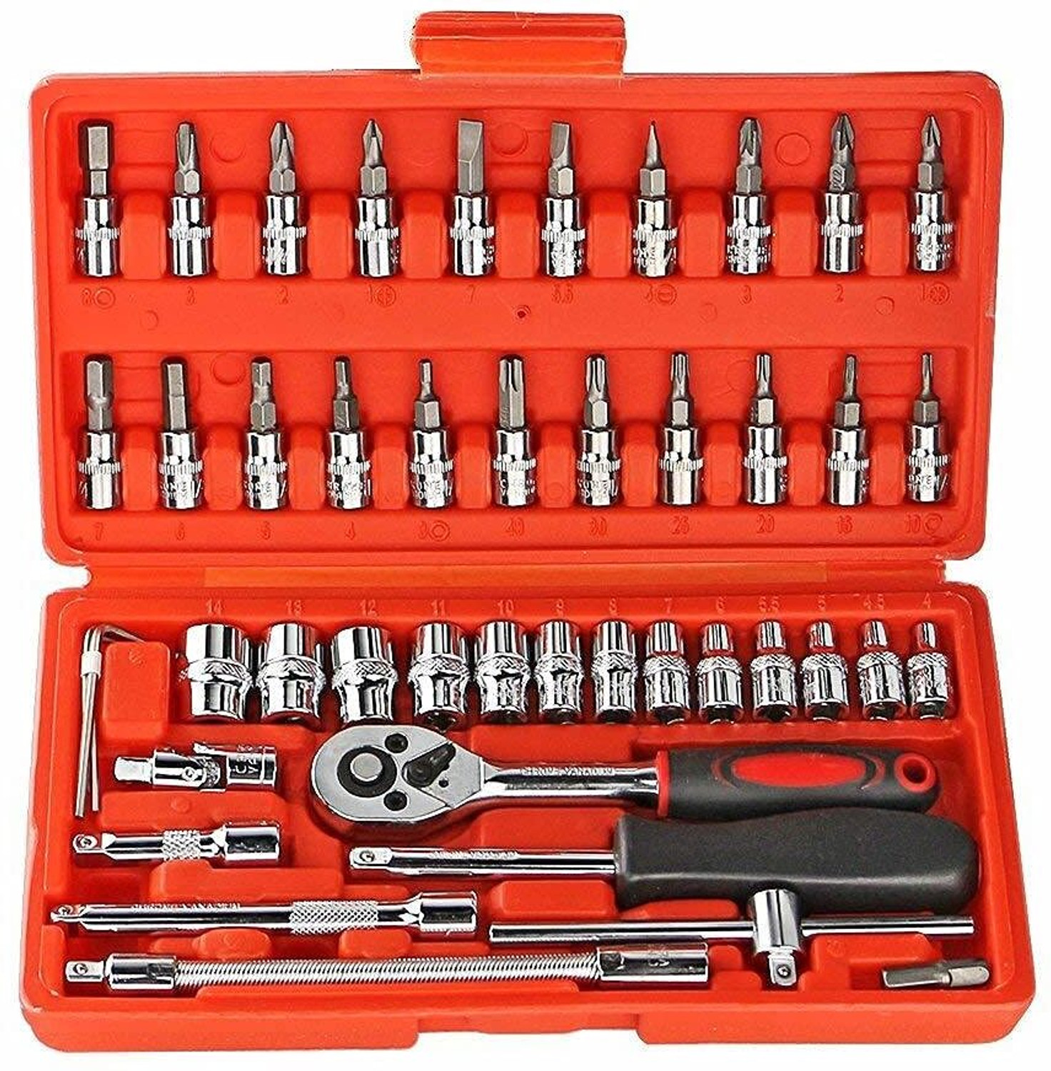 Image of shivm 46 in 1 Multi Purpose Tool Kit and Screwdriver Socket Set Precision Tool Case Offset Screwdriver Set