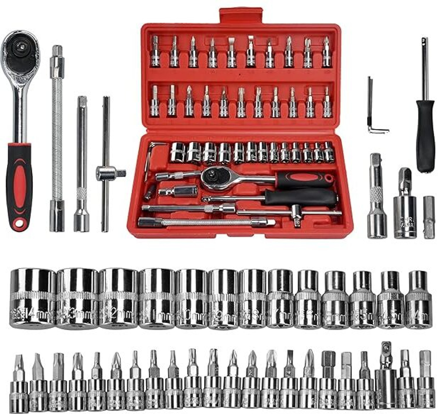 Image of YUV ValueShop Aiwa 46 Pieces Hand Tools Wrench Set Spanner Set Tool Kit Socket Set