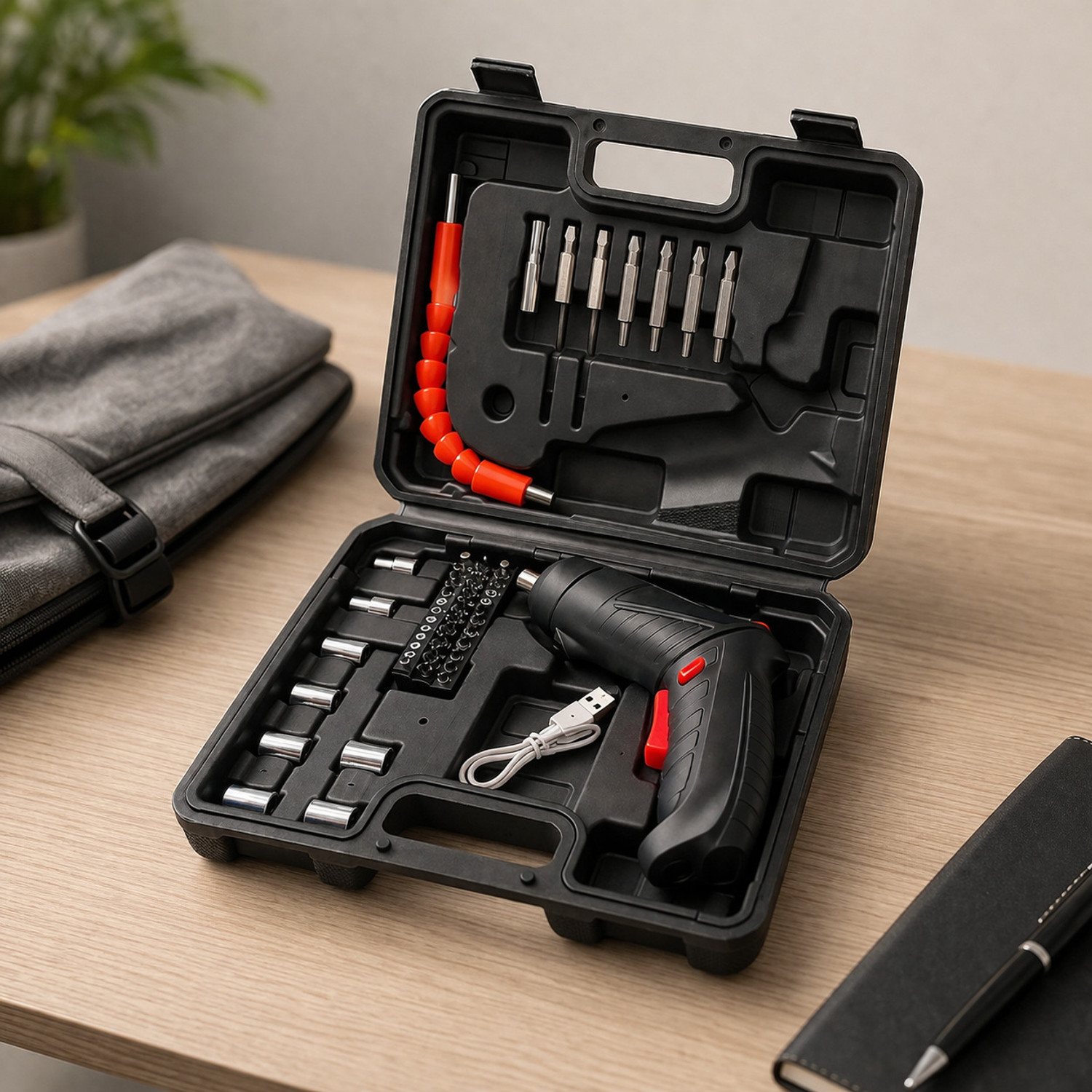 Image of RVEnterprise Cordless Electric Screwdriver Kit 3.6V Rechargeable with 47+Bits, Flexible Shaft Precision Screwdriver Set
