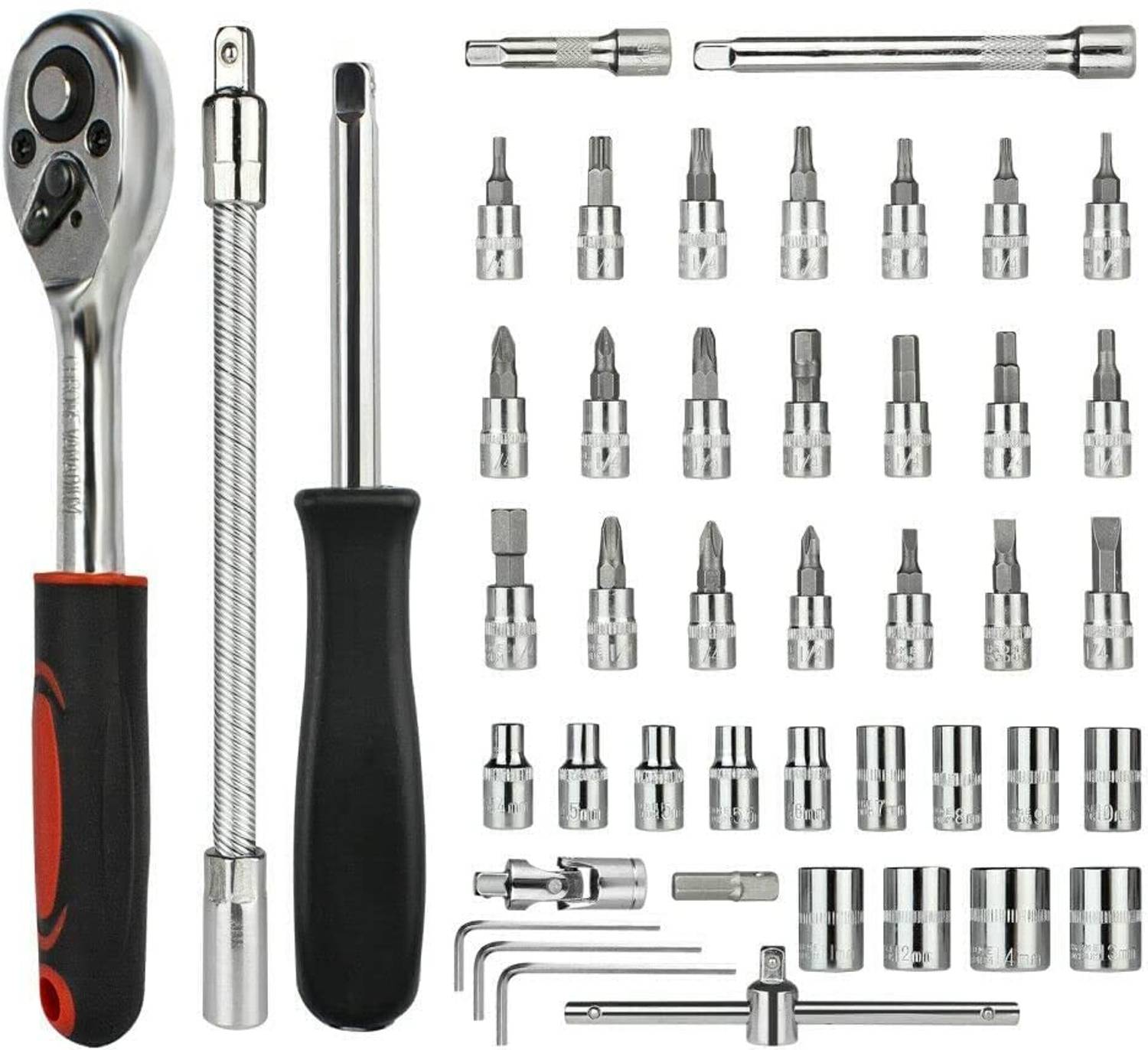 2fortheroad 30067 Wrench Set Hand Tools Kit 46 pcs Combo With 1/4" Ratchet Spanner 30067 Wrench Set Hand Tools Kit 46 pcs Combo With 1/4" Ratchet Spanner Single Sided Rachet Wrench