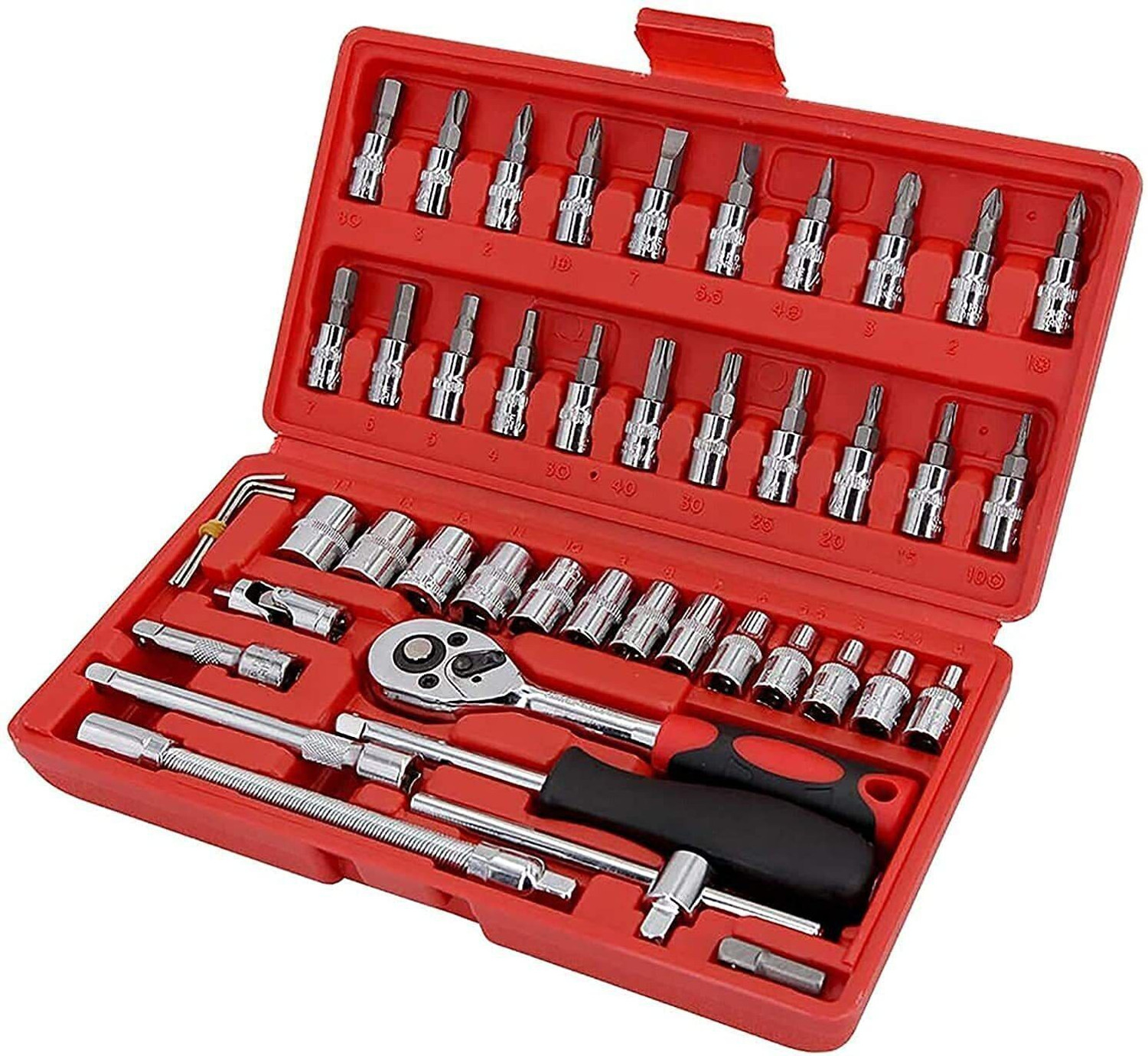 Image of jamaind 46 in 1 Pcs Tool Kit & Screwdriver Car Repair Tools, Adapter for Bike, etc Standard Screwdriver Set