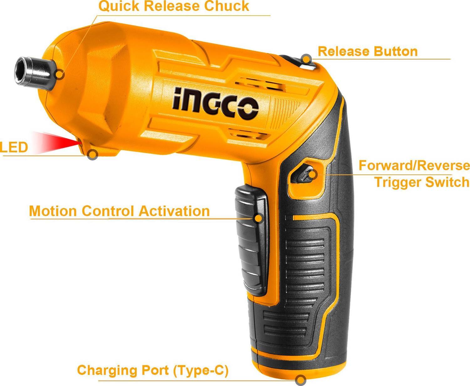 INGCO 4V Lithium-Ion Cordless Screwdriver Set Pack of 1 - Image 5
