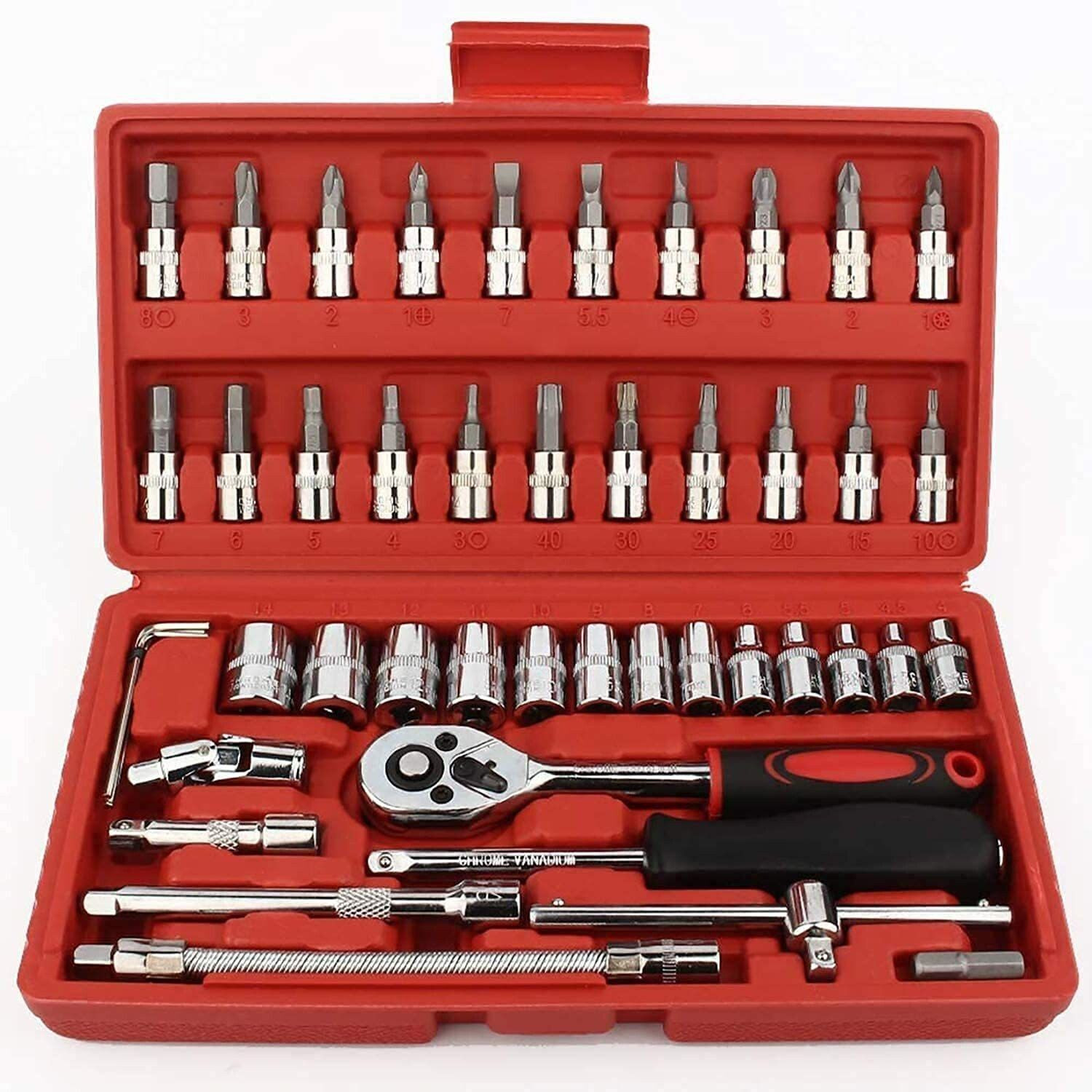 Image of jamaind 46 in 1 Pcs Tool Kit & Screwdriver Car Repair Tools, Adapter for Bike, etc Standard Screwdriver Set
