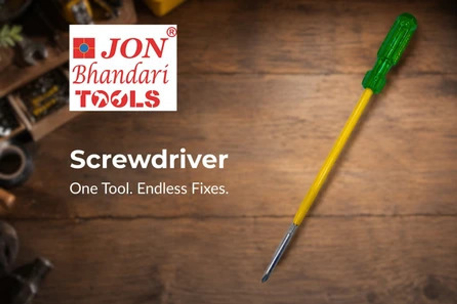 Image of Jon Bhandari Tools Insulated Two in One Screwdriver 6x250mm Slotted Flat (minus) + star Standard Screwdriver