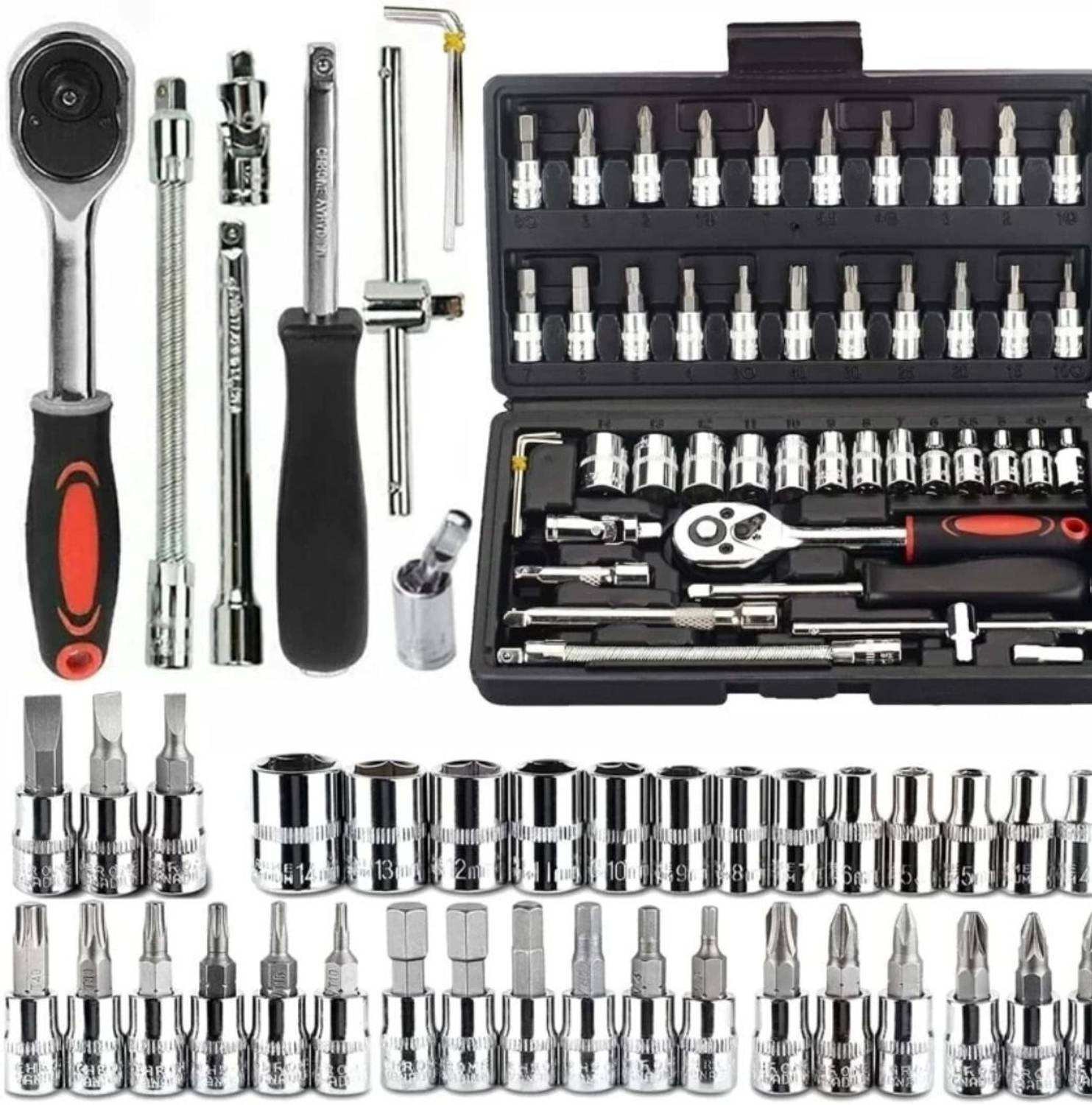 HV Enterprise 46 PCS 1/4 Inch Socket Set Tool Kit - Image 1