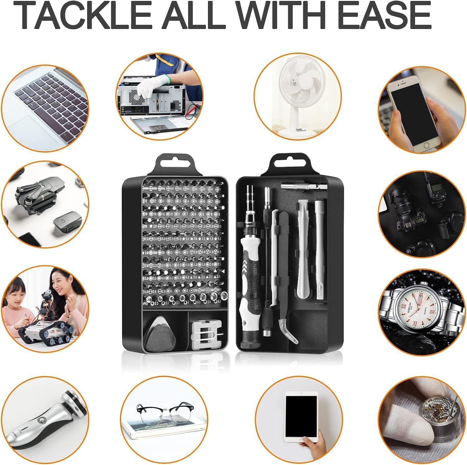 Image of BBBIKINI 115 in 1 Professional Precision Screwdriver Set Computer, Home repairing kit. Precision Screwdriver Set