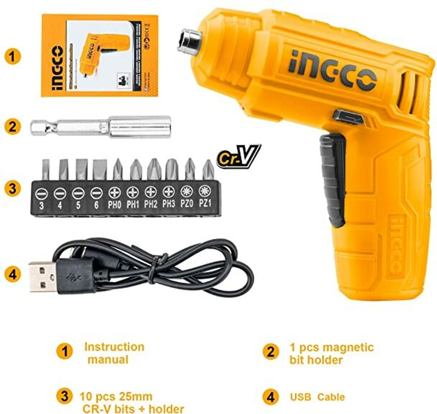 Image of INGCO CSDLI0402 Lithium-Ion cordless screwdriver CSDLI0402 Collated Screw Gun