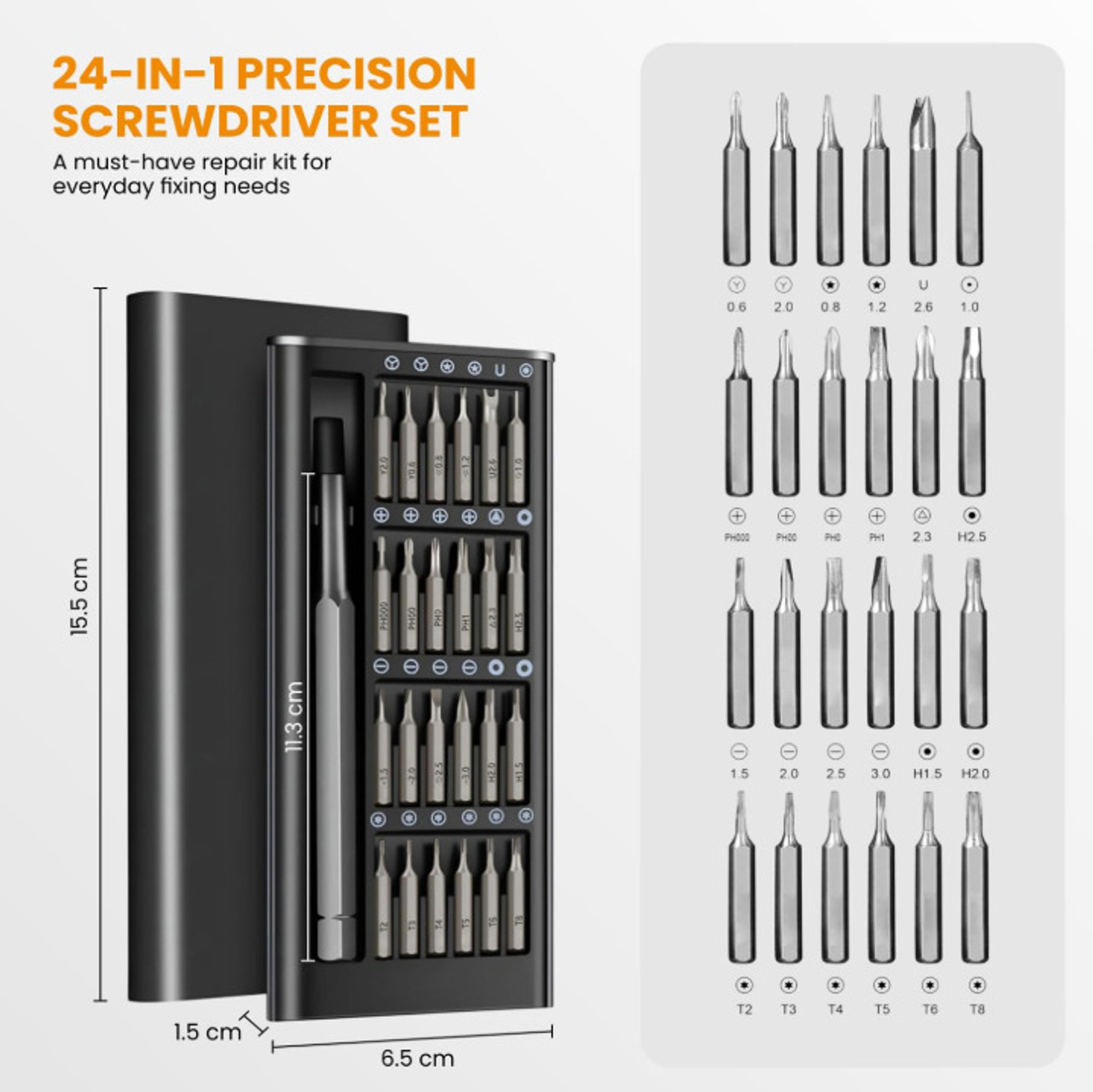 Image of KUMAWATCRAFTZ 24-IN-1 Magnetic Bits and Plastic Handle Precision Screwdriver Set