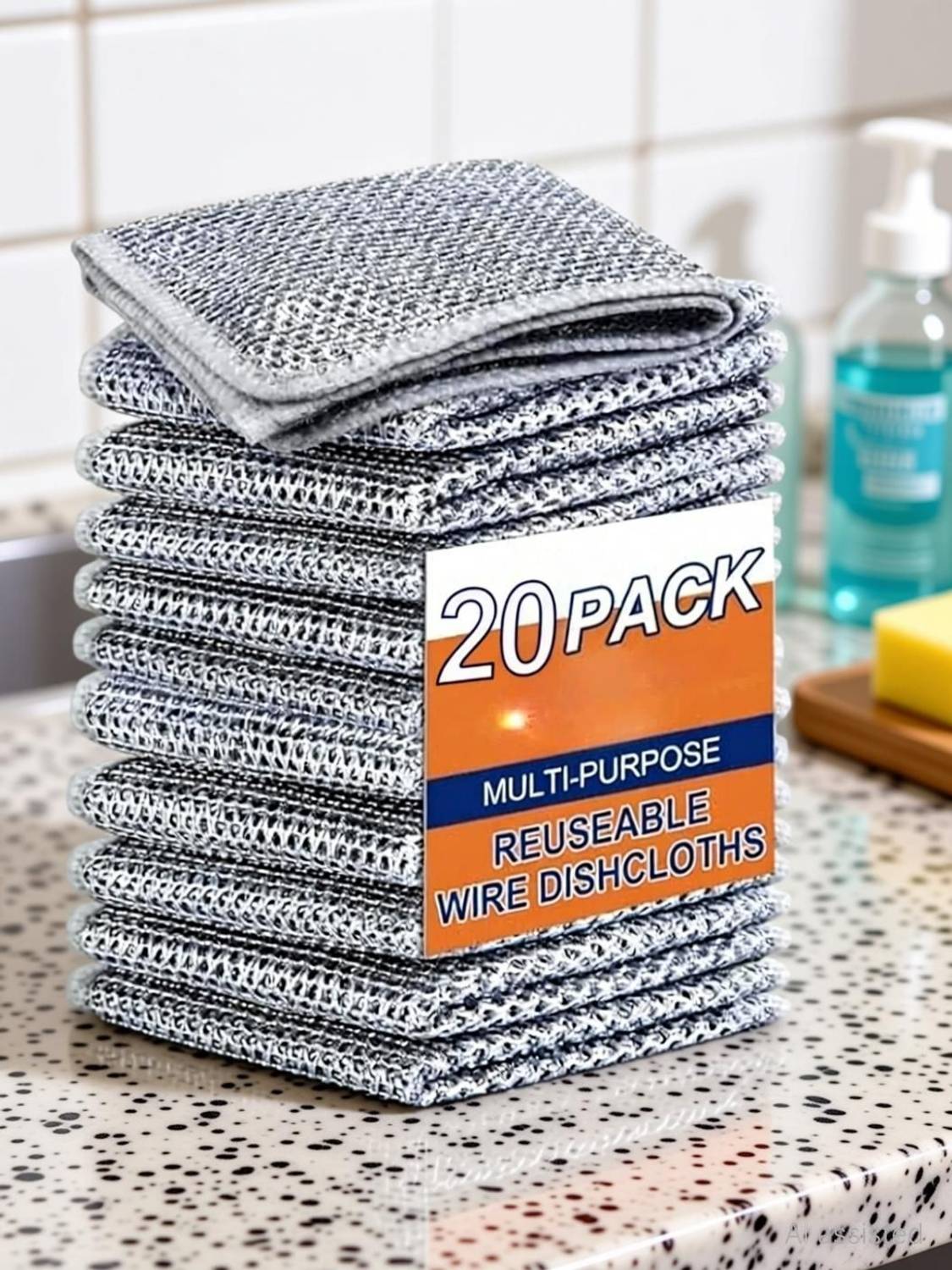VEWIKZY Non-Scratch Dish Wash Cloth, Steel Wire Dish Cloth Scrub Pad — Cleaning Tools
