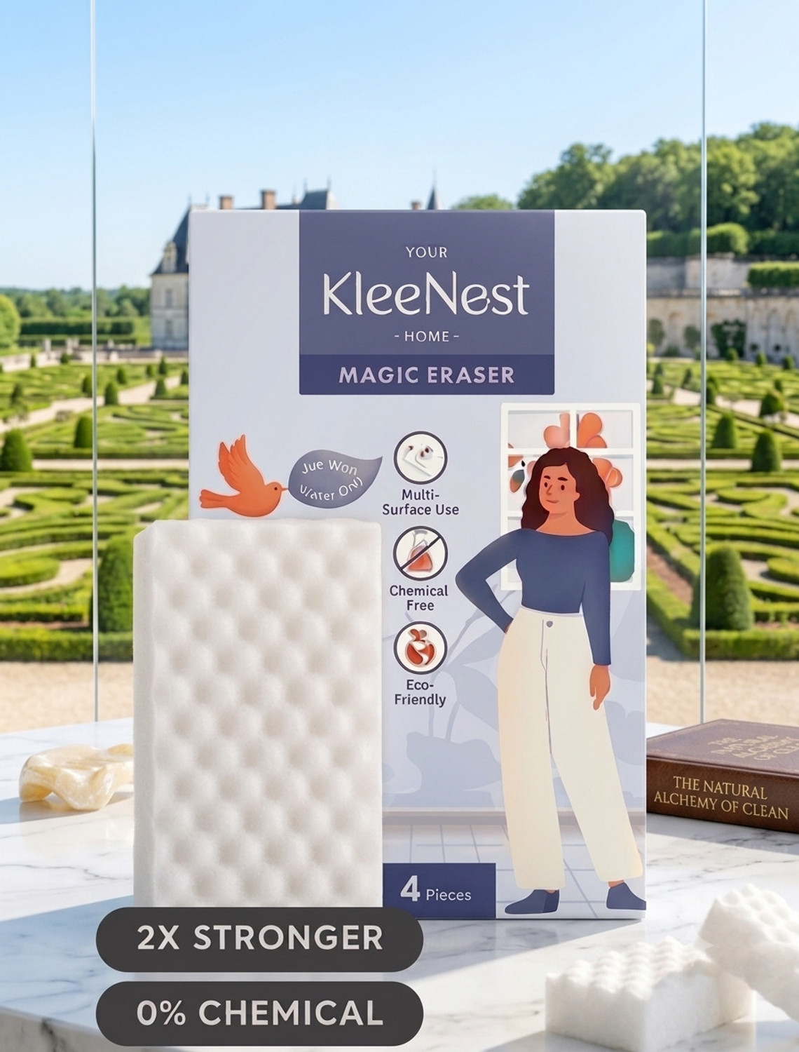 Image of Kleenest Magic Eraser Chemical-Free Sponge Wipes (Pack of 4) | Multi-Purpose Sponge Wipes Sponge Wipe