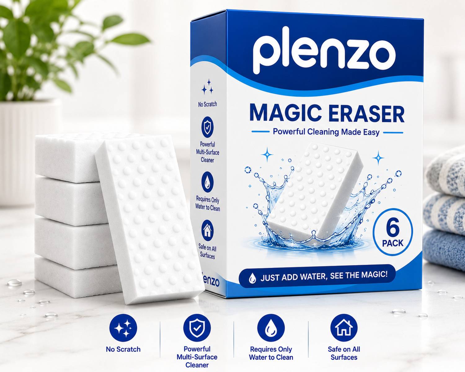 Plenzo Magic Eraser Cleaning Sponge Scrub Sponge — Cleaning Tools