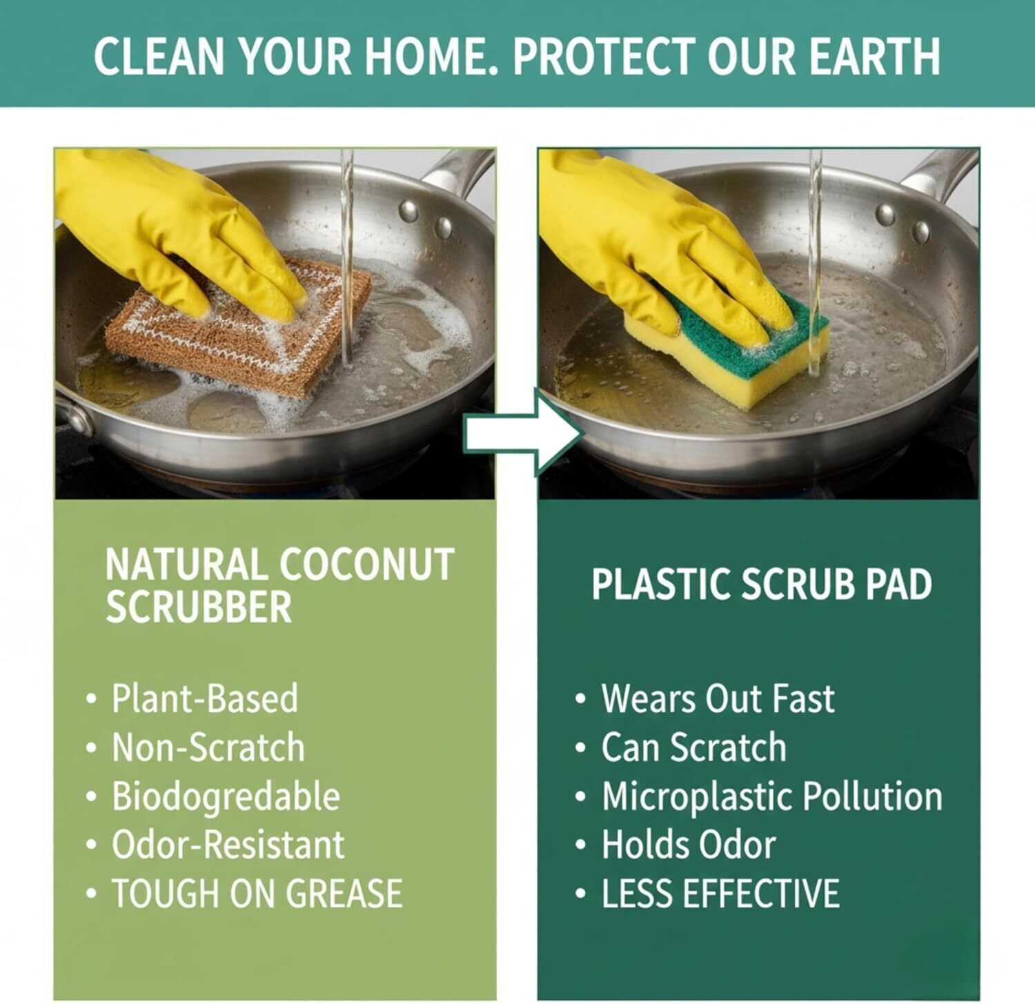 Image of Nature Maa Coconut Coir Stitched Kitchen Scrubber for Utensils Cleaning Scrub Pad