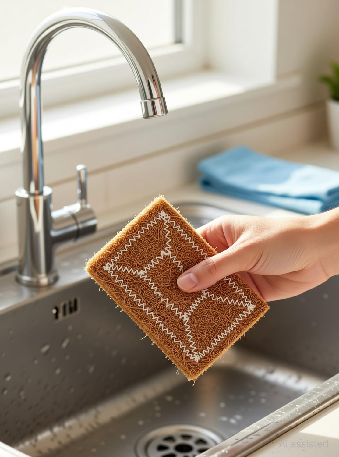 Image of Nature Maa Coconut Coir Stitched Kitchen Scrubber for Utensils Cleaning Scrub Pad