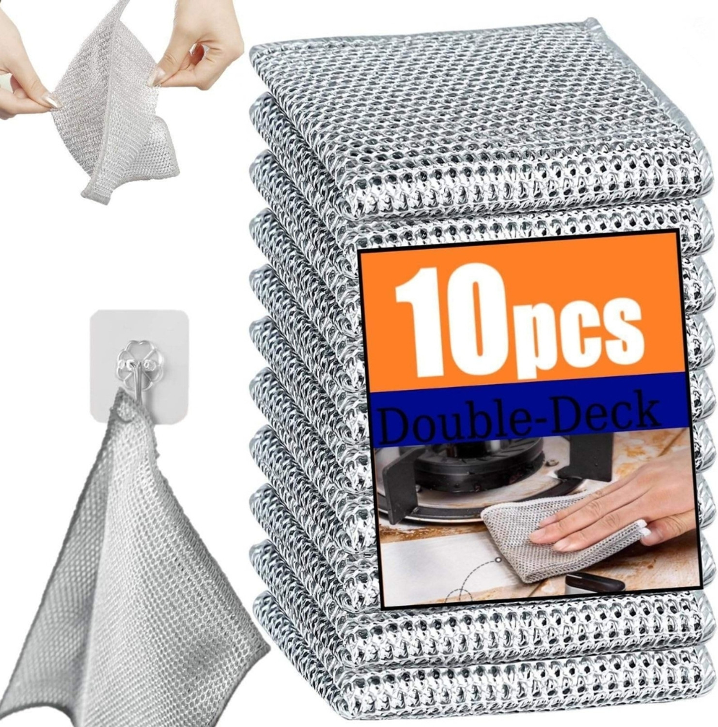 Image of Kapture Atags Cloth Kitchen Reusable Dishwashing Scrub Pad Stainless Steel Scrub