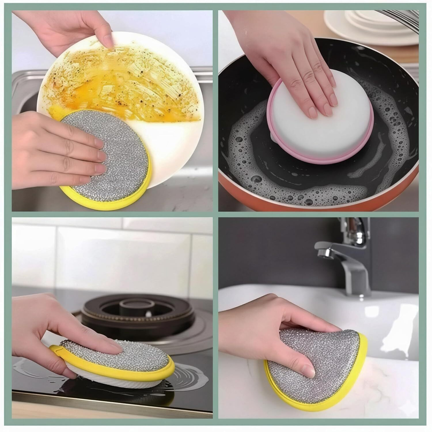 Image of Pamidhar 2 in 1 Double-Sided Multipurpose Microfiber Cloths, Non-Scratch Wire Dishcloth Stainless Steel Scrub, Scrub Pad, Sponge Wipe, Scrub Sponge