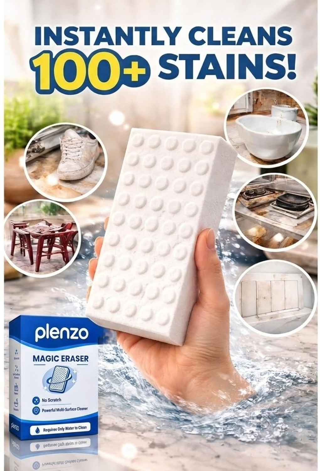 Image of Plenzo Magic Eraser Sponge Multi Surface Scrub Pad Scrub Sponge