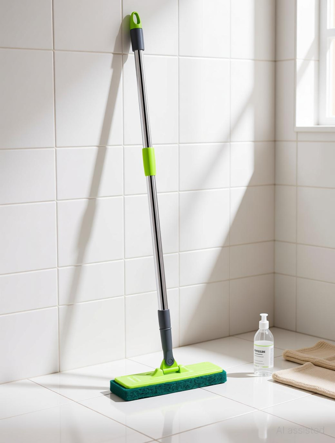 Image of PROCLEAN Scrubber Pad with Long Telescopic Handle for Floor Cleaning Scrub Sponge