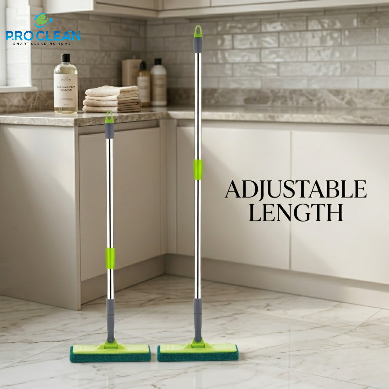 Image of PROCLEAN Scrubber Pad with Long Telescopic Handle for Floor Cleaning Scrub Sponge