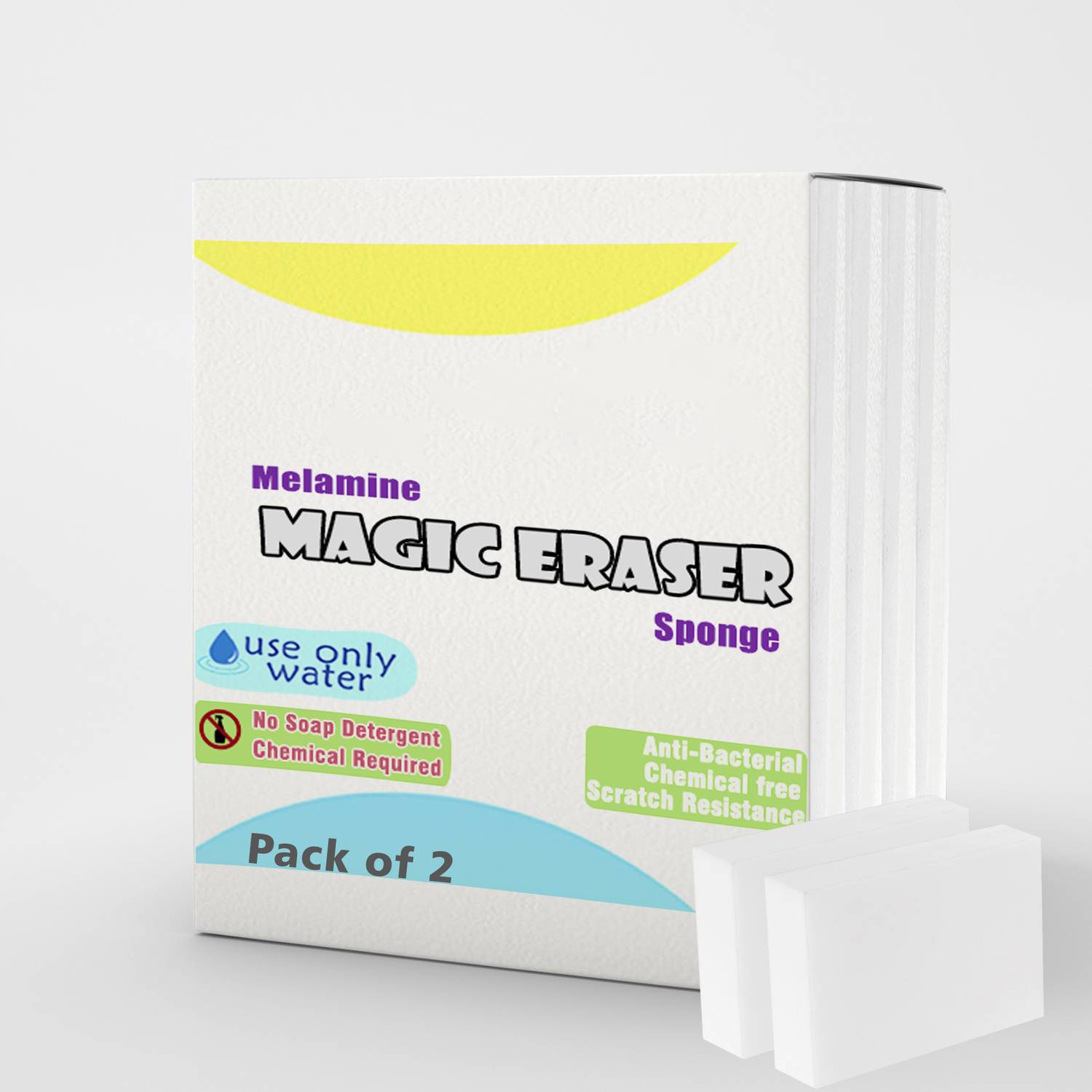 MiBi Melamine Stain Remover Magic Eraser Chemical Free Multipurpose Scrub Sponge (Regular, Pack of 2) deal from flipkart