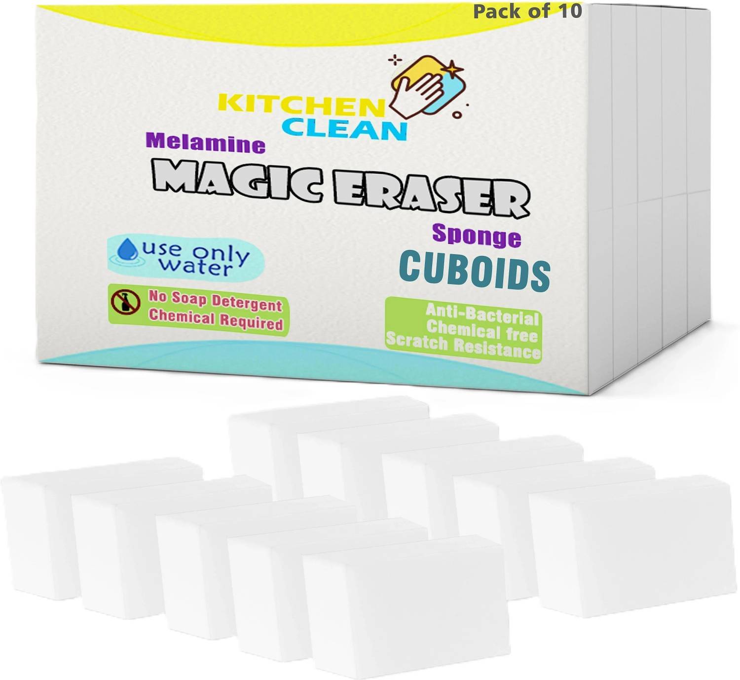 MiBi Magic Eraser Cuboids Multipurpose Nano-tech Magic Sponge Cuboids Scrub Sponge — Cleaning Tools