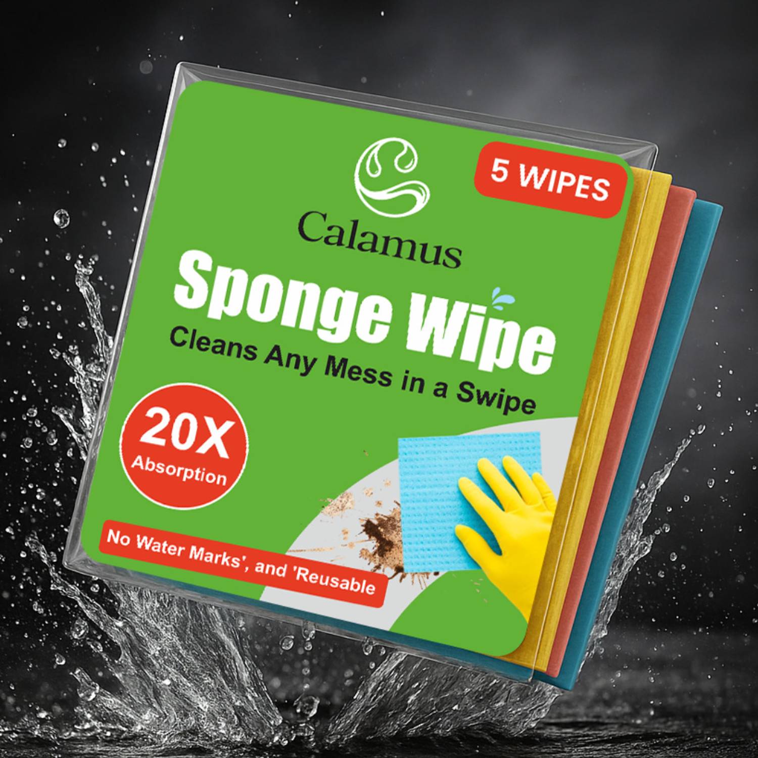 Calamus Sponge Wipe| 20X Super Absorbent Kitchen Sponge Wipe| Reusable Kitchen Scrub Pad Sponge Wipe, Scrub Pad, Scrub Sponge