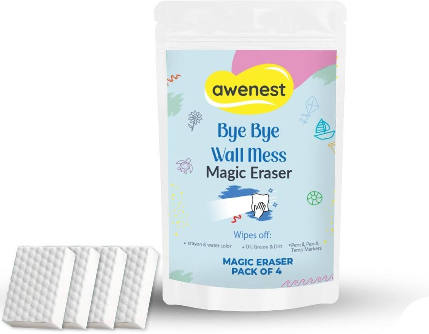 awenest Magic Eraser Cleaning Sponge- Pack of 4 Scrub Sponge
