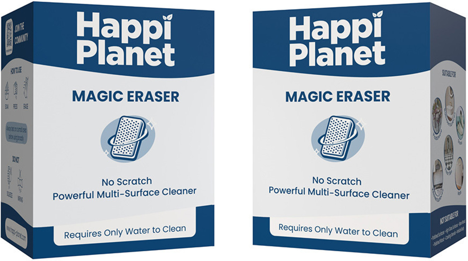 Image of Happi Planet Magic Eraser | Pack of 8 | No Scratch Multi-Surface Cleaning Sponge Scrub Pad, Scrub Sponge, Sponge Wipe