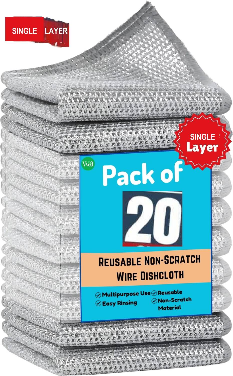 Kapture 20 Non Scratch Dish Wash Cloth for Kitchen Washing Cleaning Cloths Scrubber Pad Stainless Steel Scrub — Cleaning Tools