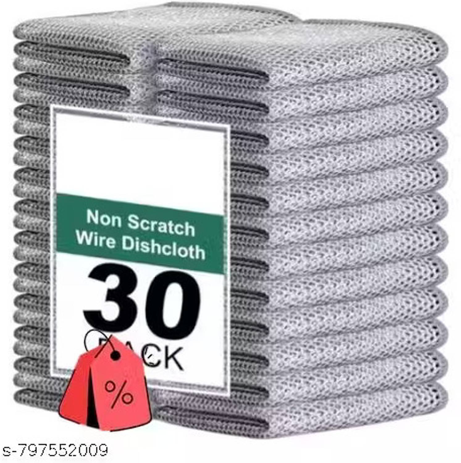 Hvc Non Scratch Dish Wash Cloth (Pack of 30), Steel Wire Dish Cloth Scrub Pad — Cleaning Tools