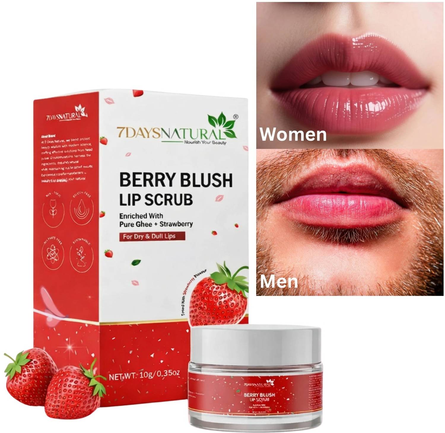 7days natural Beetroot Lip Balm Scrub For Dark Lips, Men and Women Beetroot, Rose, Lips Moisturizing Balm - 05 Irish Coffee, Mint